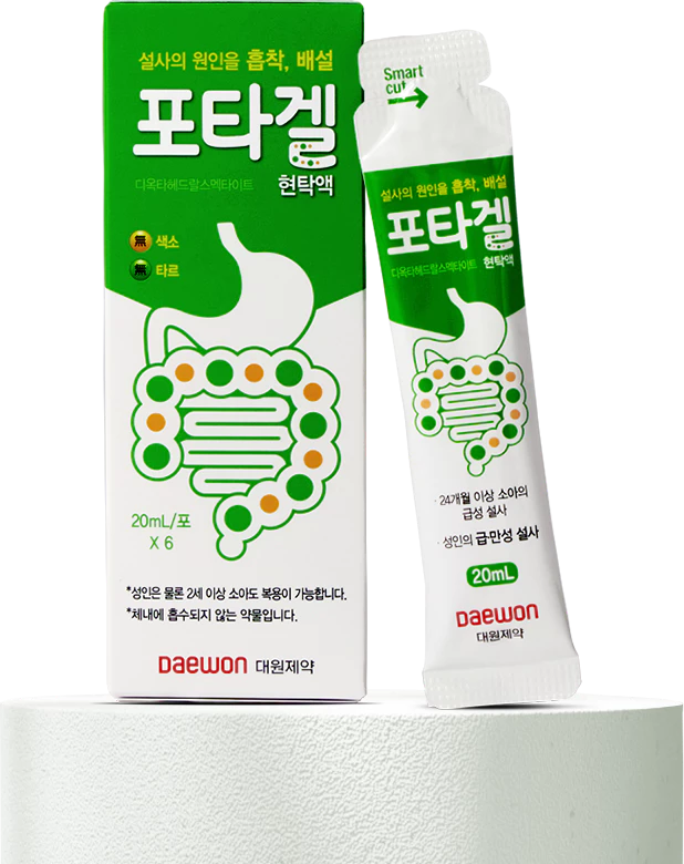 포타겔 현탁액 제품 이미지, 짜먹는 액상 스틱 지사제